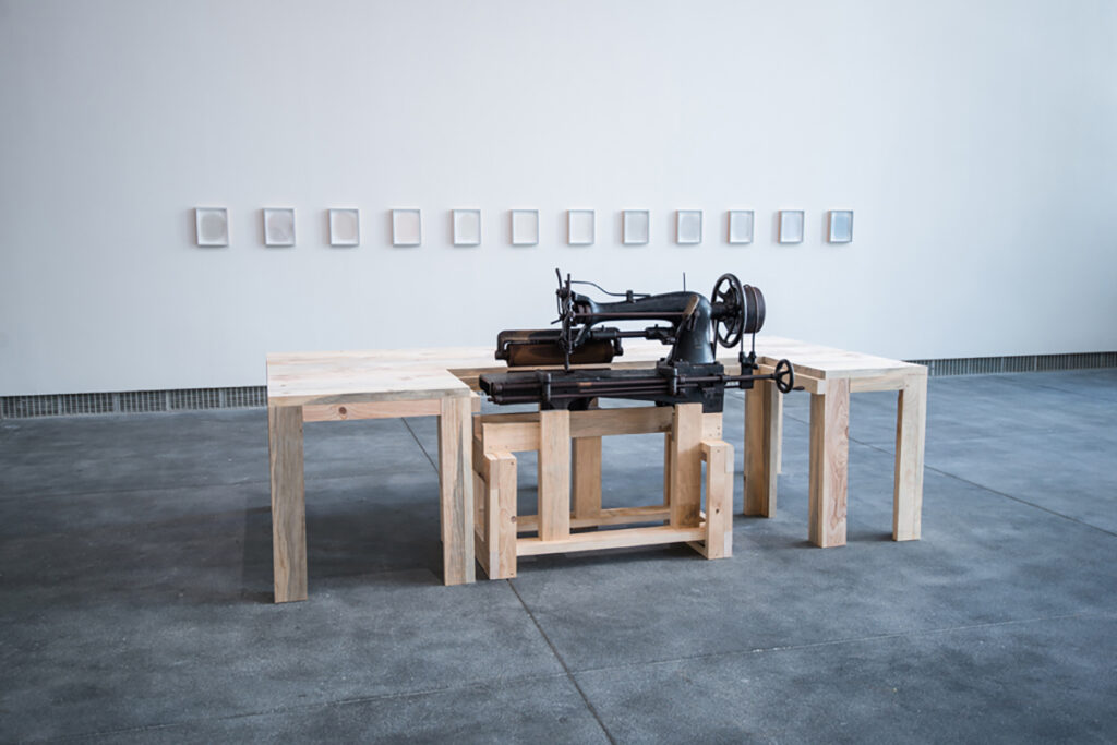 Michael Swaine Sewing setup in a gallery